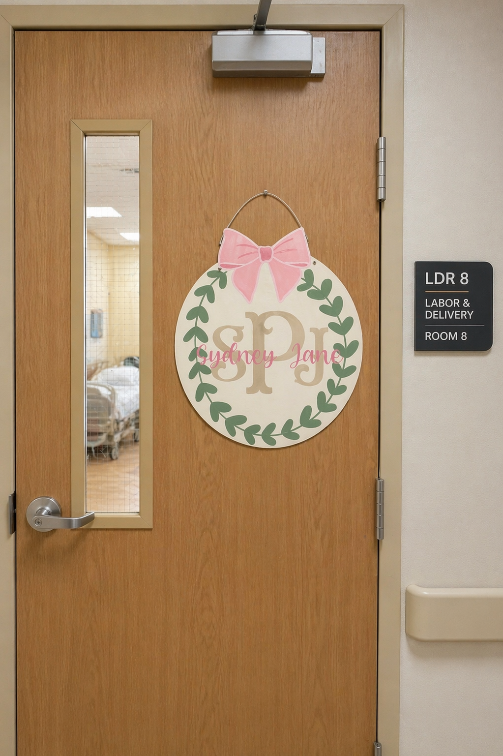 Girl Hospital Door Hanger - Bow