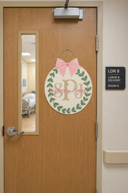 Girl Hospital Door Hanger - Bow